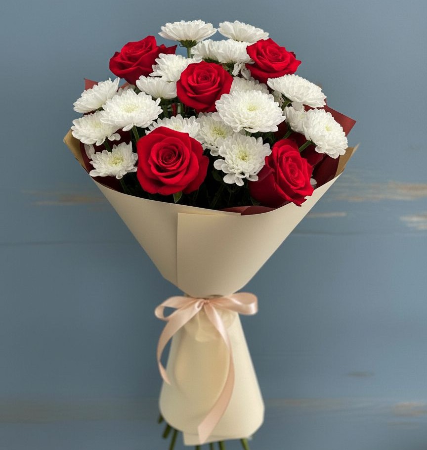 Букет цветов из: Розы и Хризантемы в Старой Калитве