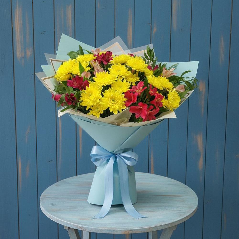 Букет цветов из: Альстромерии и Хризантемы в Старой Калитве