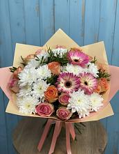 Букет цветов из:  Розы, Герберы и Хризантемы в Старой Калитве