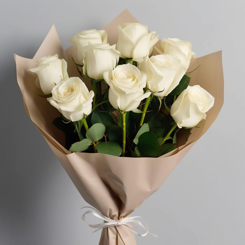 Букет 9 Белых роз Эдлесс Лав в Старой Калитве