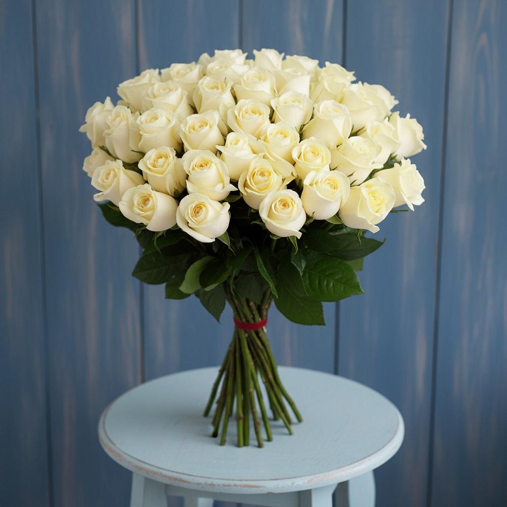Букет 51 Белая роза Эдлесс Лав в Старой Калитве