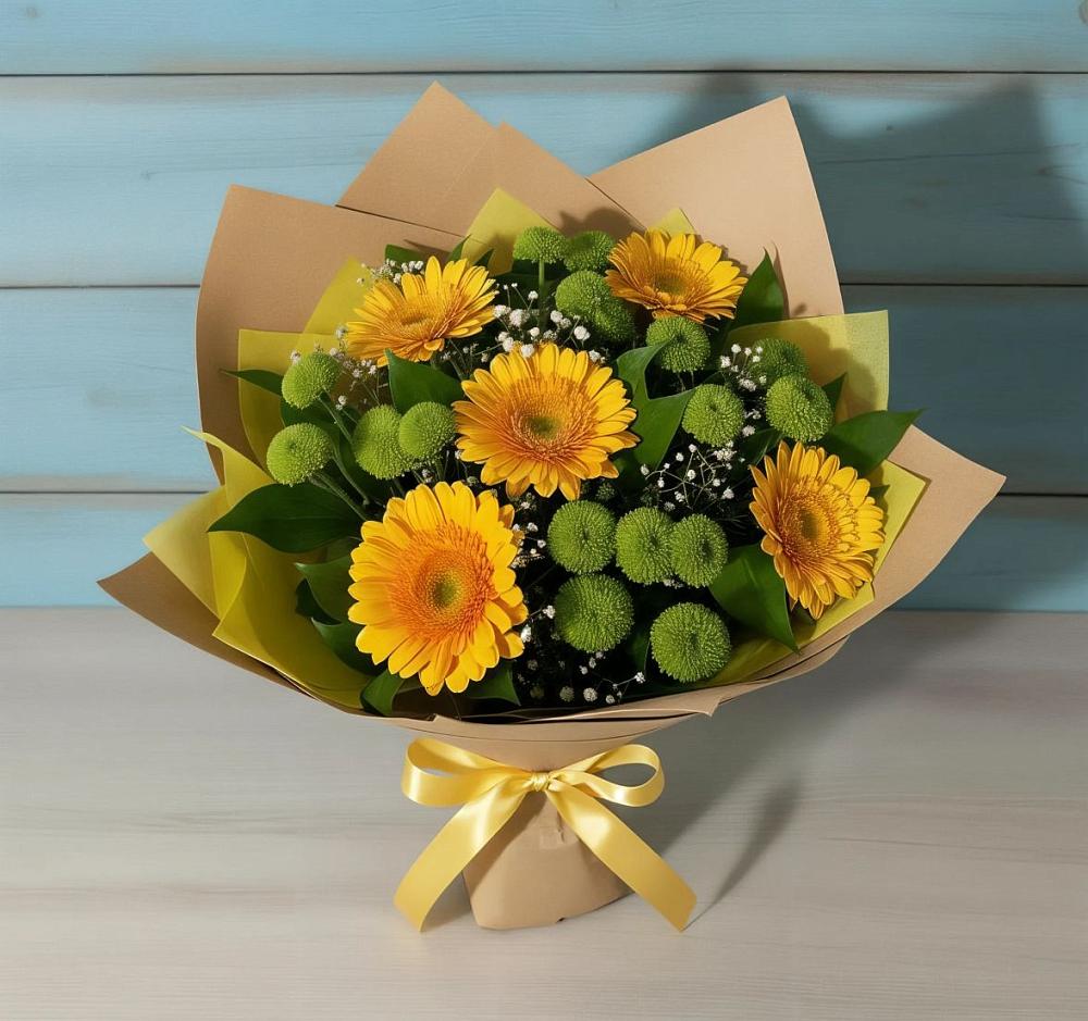 Букет цветов из: Герберы и Хризантемы в Старой Калитве