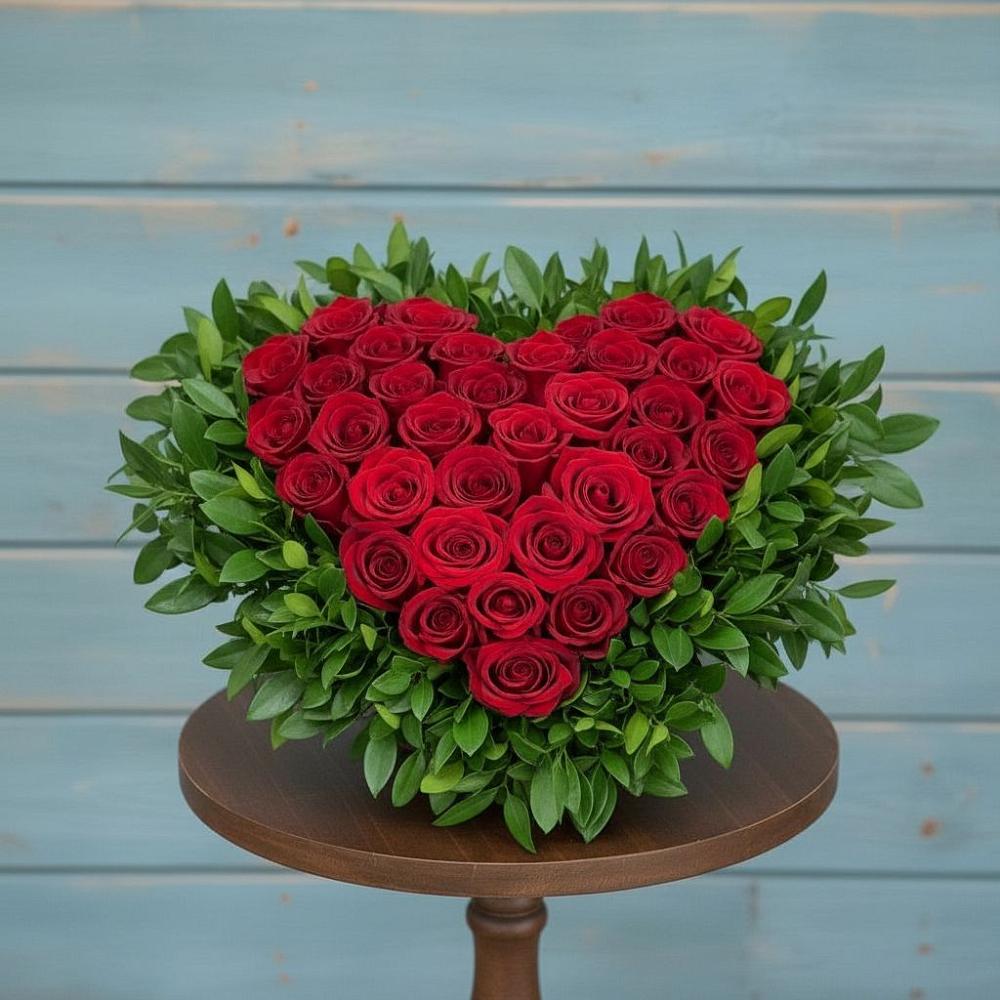 Цветочная композиция из Розы в виде сердца в Старой Калитве