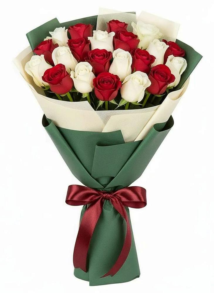 Букет Микс из красных и белых роз в Старой Калитве