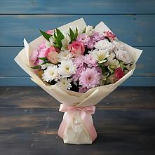 Букет цветов из:  Хризантемы, Альстромерии и Розы в Старой Калитве