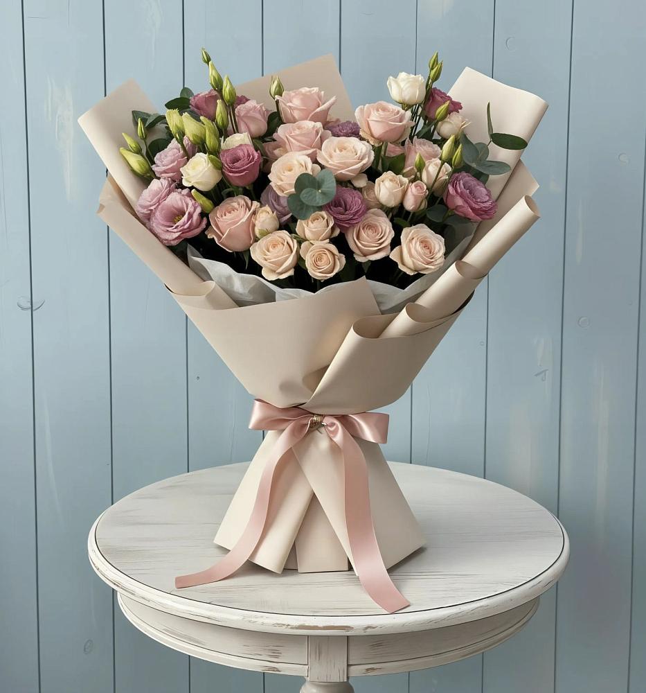 Букет цветов из: Розы и Лизиантусы в Старой Калитве